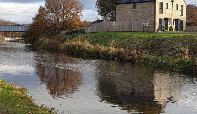 House on banks of canal, Shipley, Saltaire, Emmerdale