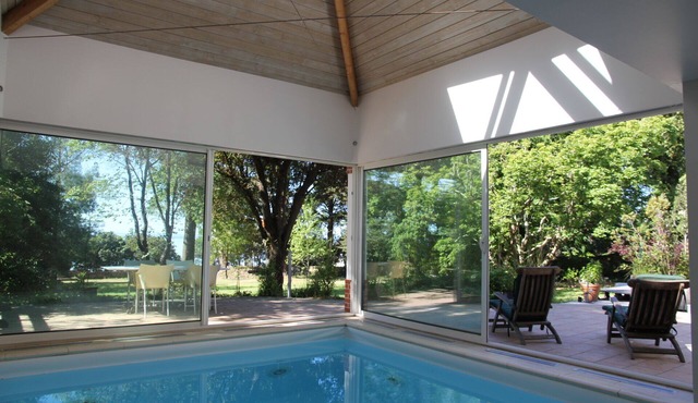 House with heated indoor pool, sleeps 2 to 6, on seafront property