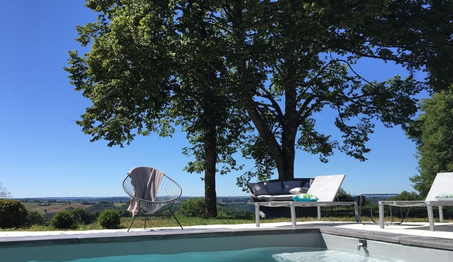 House with swimming pool surrounded by nature