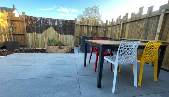 House with terrace, bicycles, brazier in the heart of the Bay of Mont Saint Michel