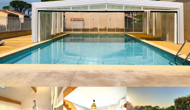 House with terrace overlooking the forest, ideal for leisure activities and heated swimming pool