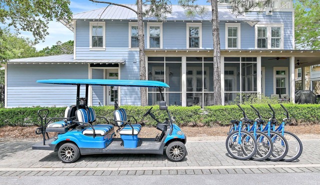 Huge at 2,360 SqFt, Golf Cart & 4 Bikes! 4 WaterColor Pools, Beach Club & Camp -