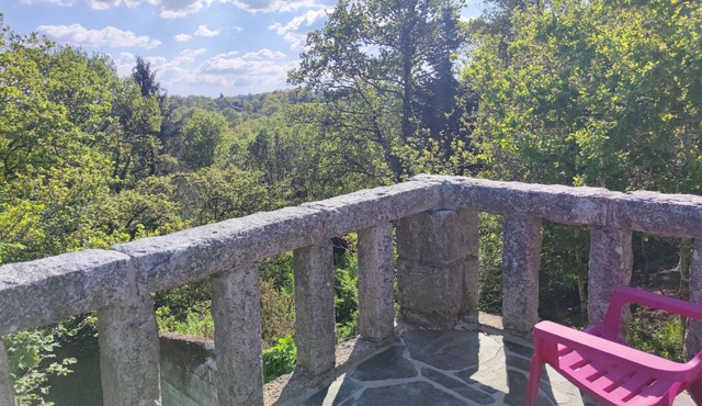 Huge terrace overlooking the lake and forest of huelgoat
