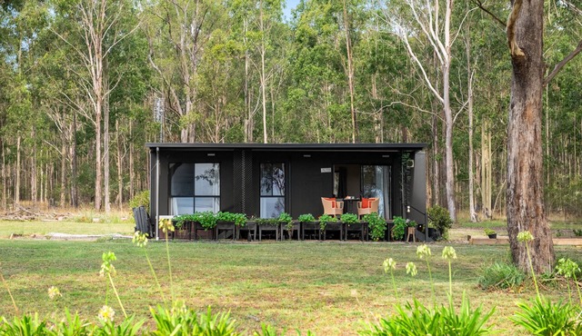 Hunter Hideaway Farm cozy cabin for two with hot tub outside the door.