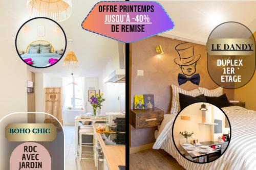 Idéal PRO & Couple - 2 Logements Thème Boho Chic RDC & Dandy 1er étage - Quartier Calme - Jardin - WIFI HD - Smart TV - Parking Gratuit - Proche Centre & Transports - Ask Home