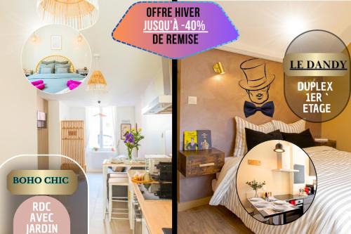 Idéal PRO & Couple - 2 Logements Thème Boho Chic RDC & Dandy 1er étage - Quartier Calme - Jardin - WIFI HD - Smart TV - Parking Gratuit - Proche Centre & Transports - Ask Home