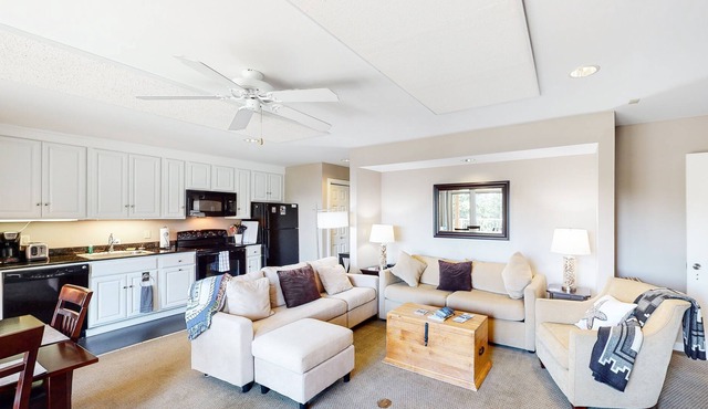 Ideal bayfront condo with balcony, fireplace, free WiFi, & hiking nearby