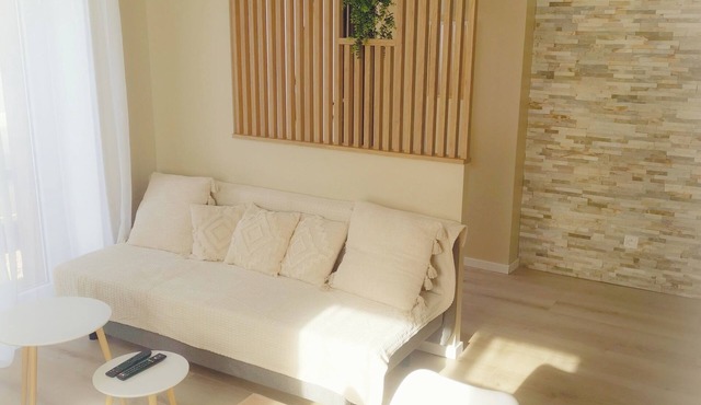 In a peaceful village, superb 2-bedroom apartment with private courtyard