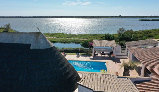 In Saintes-Maries-de-la-Mer, two air-conditioned, typically Camargue houses, swimming pool.