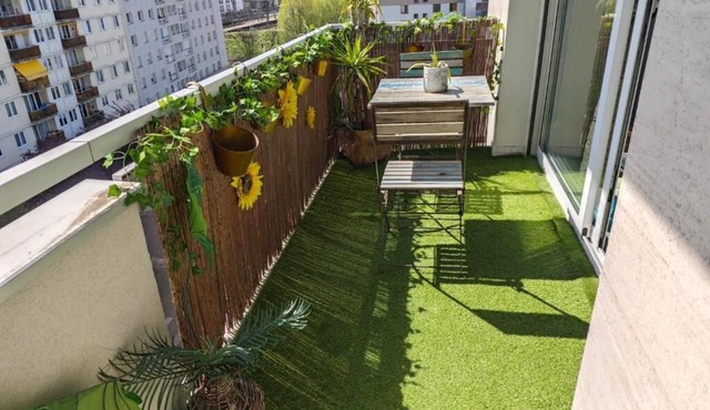 In the hanging garden