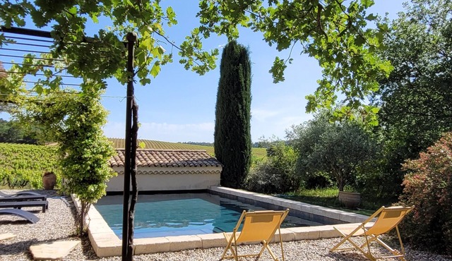 In the middle of the vineyards heated pool air conditioning inwinegrower's house