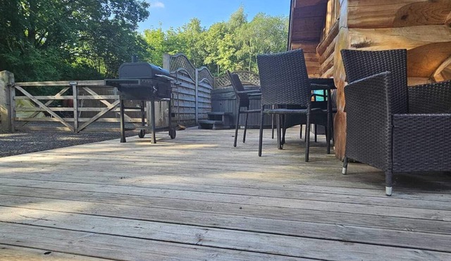 Includes admission to Hoo Zoo and Dinosaur World. Log cabin with hot tub.