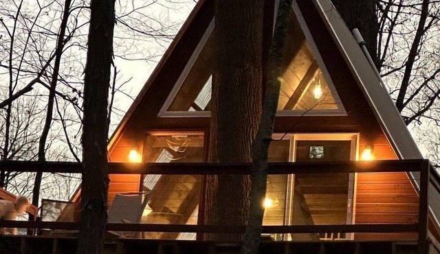 Incredible A-Frame Tree House Overlooking the Raystown Branch Juniata River and Surrounded by Trees for a Peaceful Getaway in Hopewell, Pennsylvania