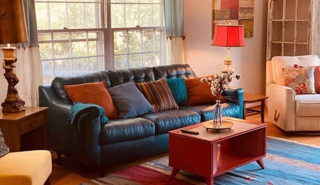 Indigo Blue modern open vibe on tree lined street