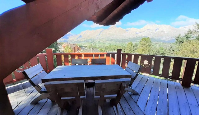 Individual chalet sleeps 14