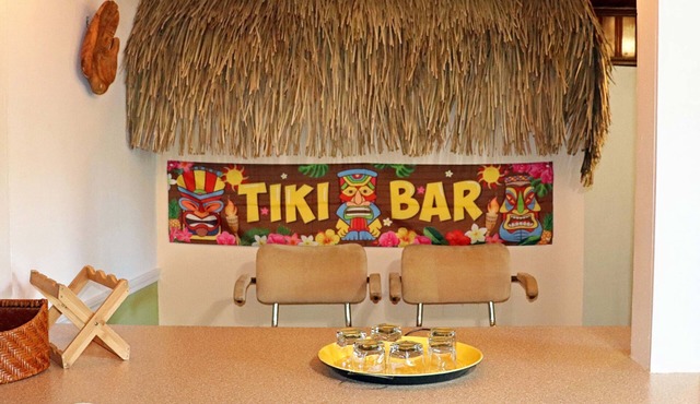 Indoor Tikibar Up to 8 guests plus pet, fenced backyard in North Macon 4bd 2ba