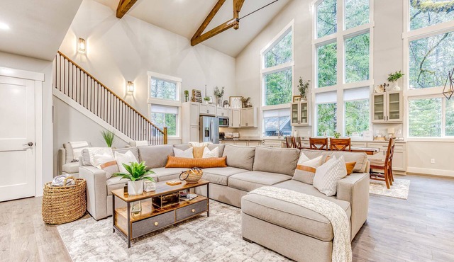Inviting home with fireplace, sauna, full kitchen, & W&D