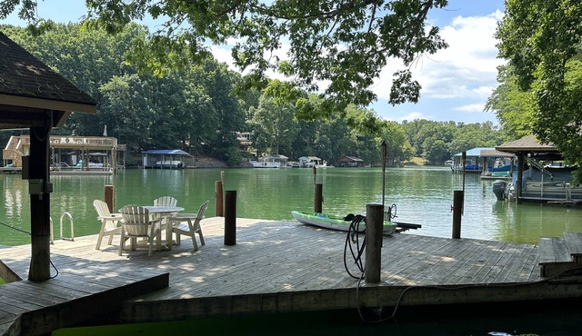 Inviting lakefront home with firepit, balcony & W/D - dog-friendly