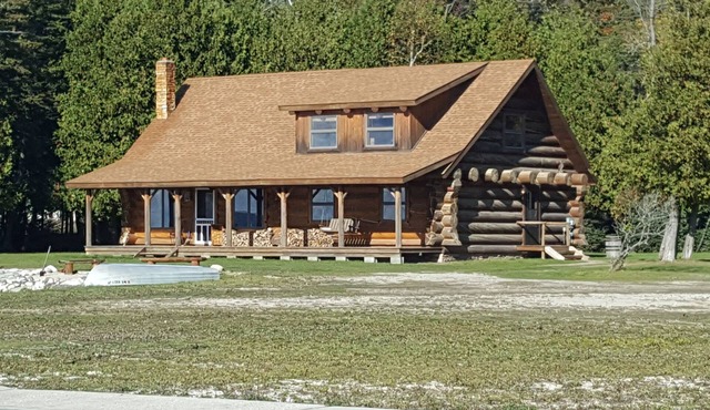 Island Getaway on BBI - Beautiful Log Home with Sandy Beachfront on Lake Huron