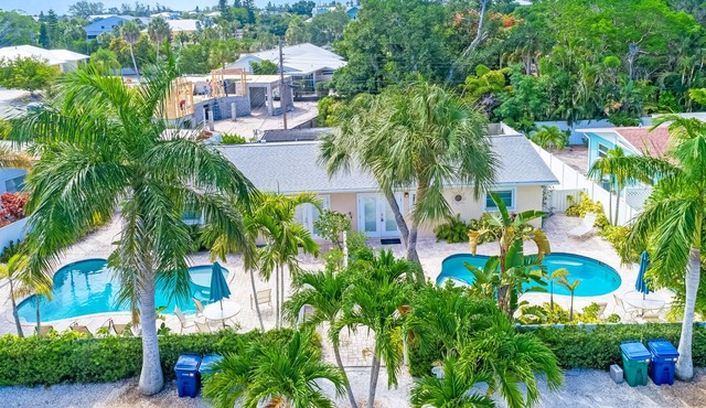 Island villa with heated private pool, tranquil courtyard, easy beach access