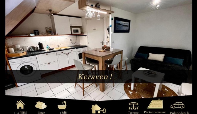 Keraven, charmante maisonnette, piscine commune 1-4 personnes