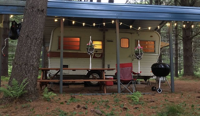 Kettle Creek Fishing - 15’ Vintage Camper Stay on Private property Creek Access