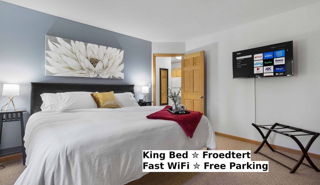 King Bed-FAST WiFi - Undrgrd Parking - Near Froedtert