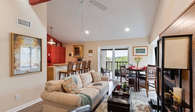 King bed, view, patio, .33 miles to Barton Springs/Zilker Park, @2 miles to DT!