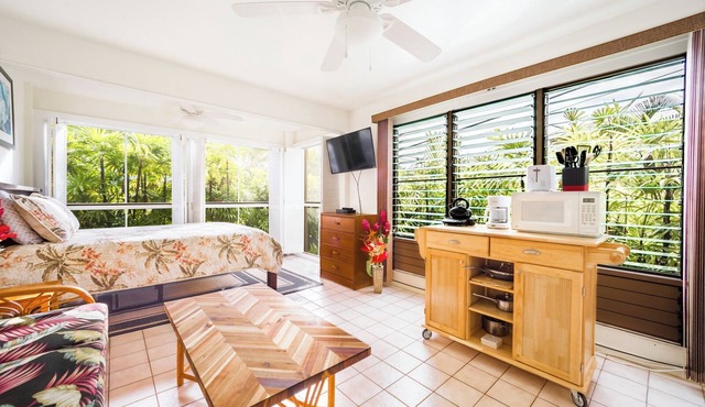 Kona coast studio, low Aug rate, Free Parking, free HS-WIFI walk to Magics beach