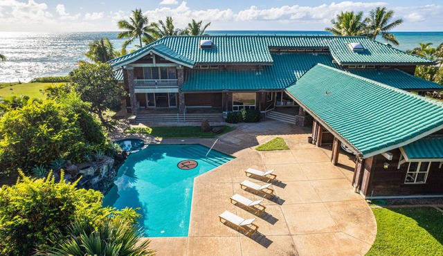 Konishiki Beachhouse Estate: Luxury 6BR Oceanfront Home w/Private Pool, Beach A