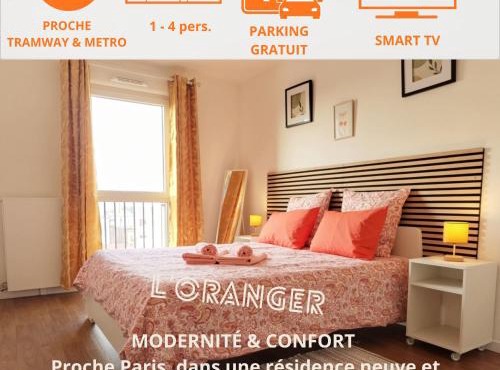 L'ORANGER cosy, moderne, parking privé, proche tramway