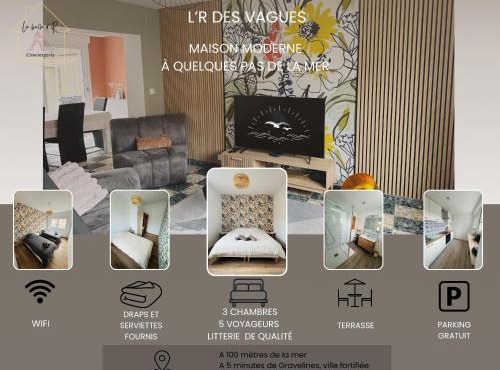 L'R des vagues, maison 3 chambres 2 minutes de la mer