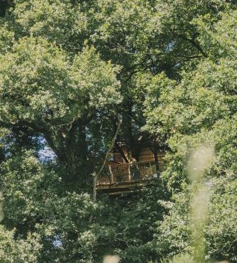 La Cabanoun, cabane perchée vue lac
