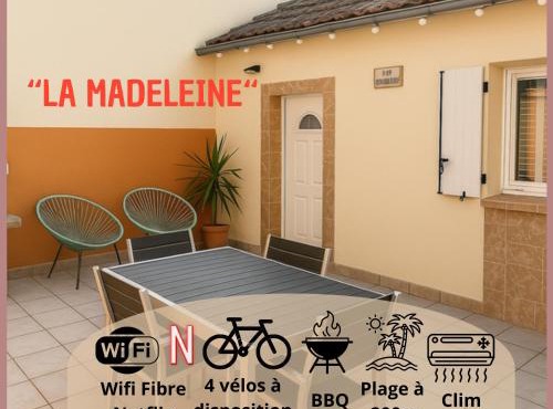 La Madeleine - 4 vélos inclus, plage 200 m, terrasse BBQ