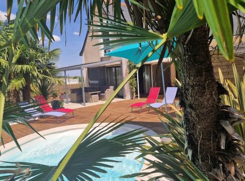 La maison aux palmiers, piscine, spa