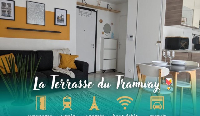 La Terrasse du tramway, Parking, 30min de Paris