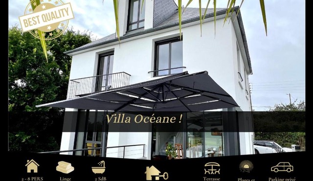 La Villa Océane, Elegante, Plages, GR34, 2-8 pers