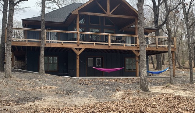 Lake cabin in the woods