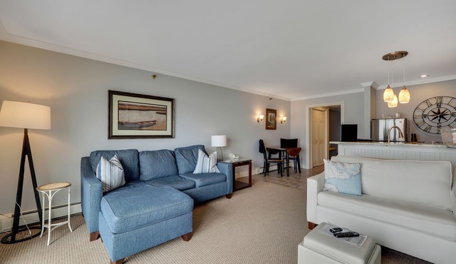 Lake Charlevoix Views from Above | Private Balcony + Beach Access | Fireplace