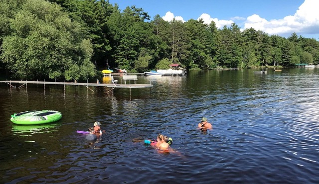 Lake Cottage with Great View and 100' Beachfront; Pontoon boat available.