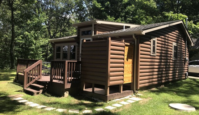 Lake Erie Get-A-Way/Log Cabin-view of lake and woods