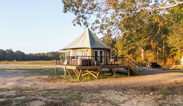 Lake Front Exclusive Glamping Tent: Hot Tub, TV, & Soaking Tub