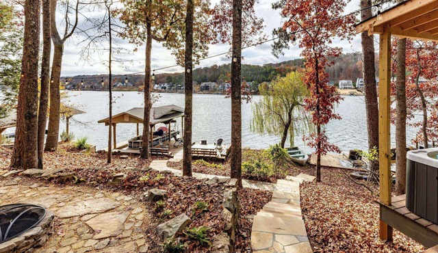 Lake Front Home w/Private Dock, Kayaks, Fire Pit & Hot Tub | Community Pool & Tennis