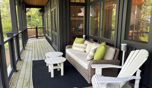 Lake Joseph Luxury Rental with 2-story Boathouse. Tennis & Pickleball Optional.