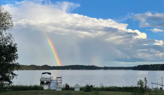 Lake Nebagamon lake front home with private dock, short walk from Dairy Queen.