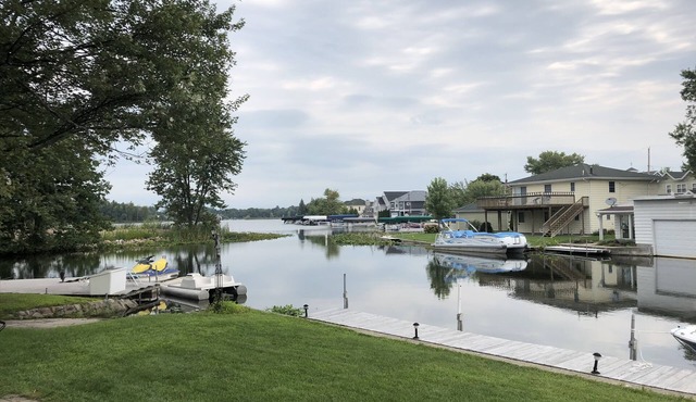 Lake Wawasee waterfront home overlooking Johnson's Bay. New Renovations for 2024