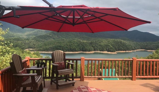 Lakefront 3-bedroom cabin on Fontana Lake with stunning views and a private dock