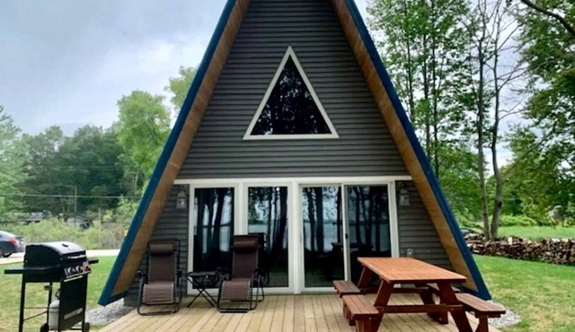 Lakefront A-Frame with Lofted Interior Ideal for Outdoor Activities in Michigan