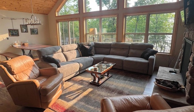 Lakefront home and Snowmobile paradise near Danbury Wisconsin. Eagle Point Cabin