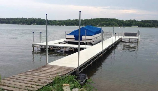 Lakefront home ice fishing snowmobile trail access with beautiful sunrise view